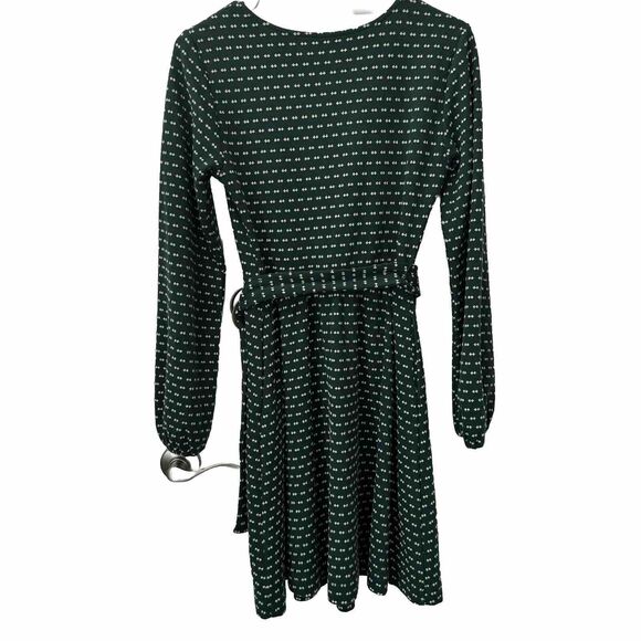 Maeve Anthropologie Malta Green Knit Belted Long Sleeve V-Neck Dress X-Small - Picture 4 of 4